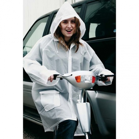 Transparent hooded raincoat 