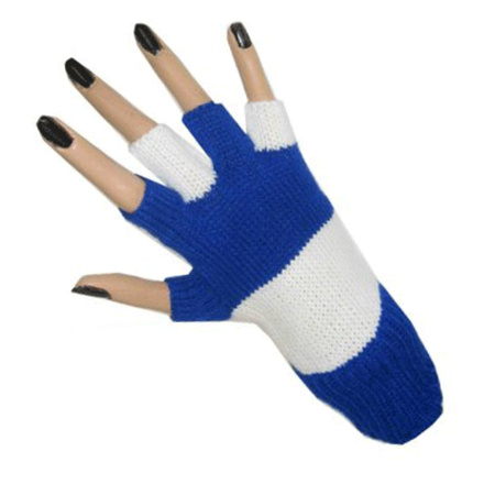 Feestartikelen Vingerloze handschoenen blauw/wit