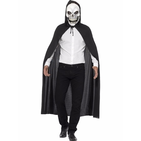 Halloween outfit cape met skelet masker