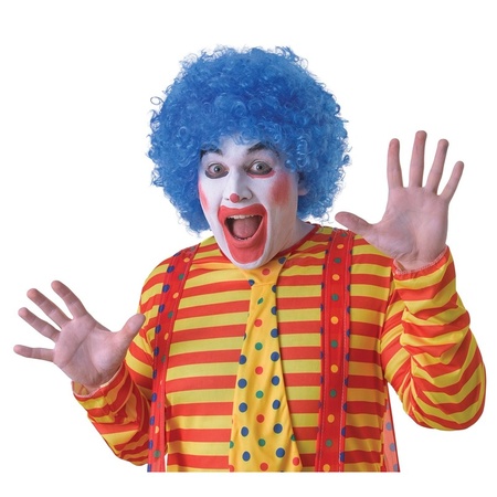 Budget clowns wig blue for adults