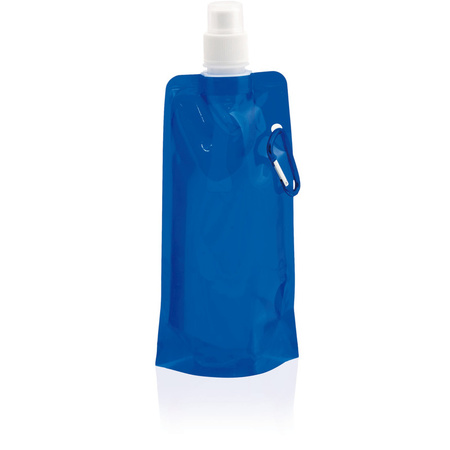 Water bag - blue - refillable - foldable with hook - 400 ml