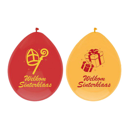 Welcome Saint Nicholas balloons - 12x - yellow/red
