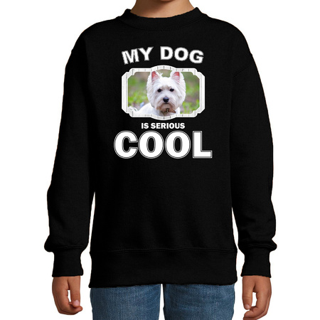 West terrier honden trui / sweater my dog is serious cool zwart voor kinderen