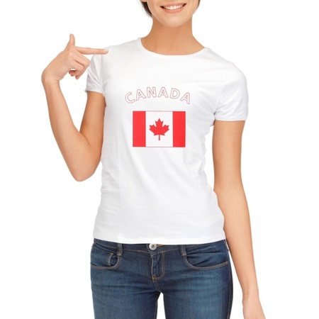 Feestartikelen dames wit t-shirt met vlag Canada print