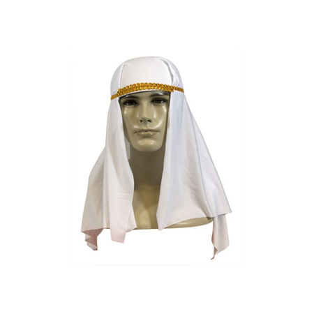Carnaval set - Arabic sjeik headpiece - white - for men - beard - sunglasses