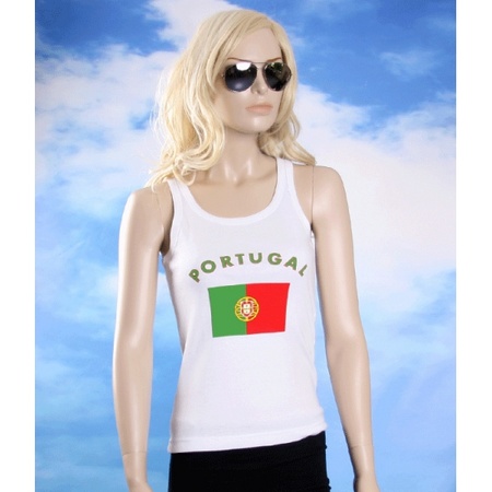 Feestartikelen dames witte tanktop met vlag Portugal print
