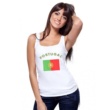 Feestartikelen dames witte tanktop met vlag Portugal print