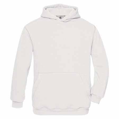 White cotton blend sweater with hood for boys