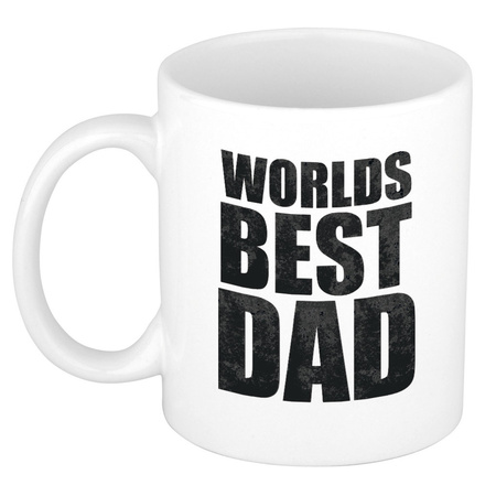 Worlds best dad mok / beker wit 300 ml - Cadeau mokken - Papa/ Vaderdag