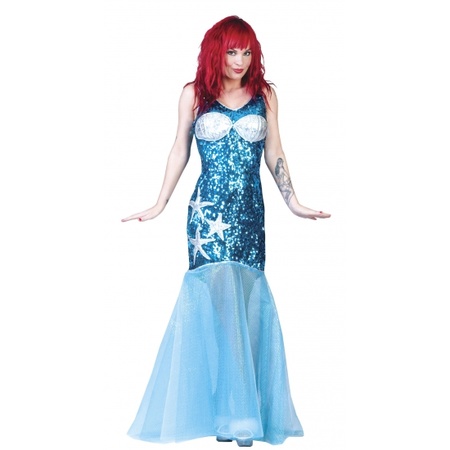 Carnavalskleding Zeemeermin jurk blauw