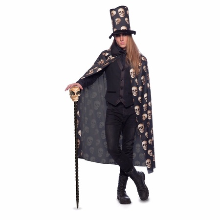 Halloween outfit cape en hoge hoed zwart