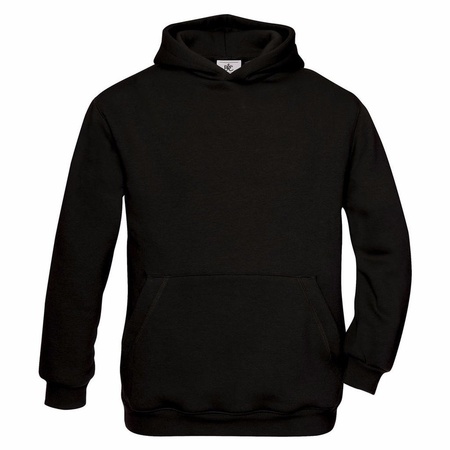 Basic zwarte capuchonsweater met buidelzak voor jongens
