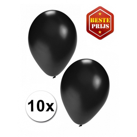 20x Helium ballonnen zwart/goud 27 cm + helium tank/cilinder