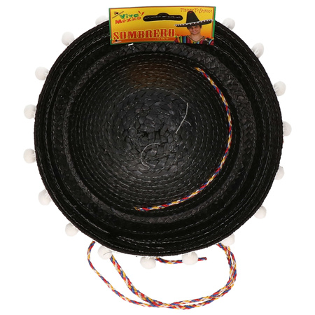 Black Mexican carnaval sombrero hat 25 cm for kids