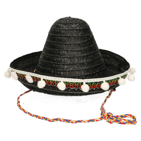 Black Mexican carnaval sombrero hat 25 cm for kids
